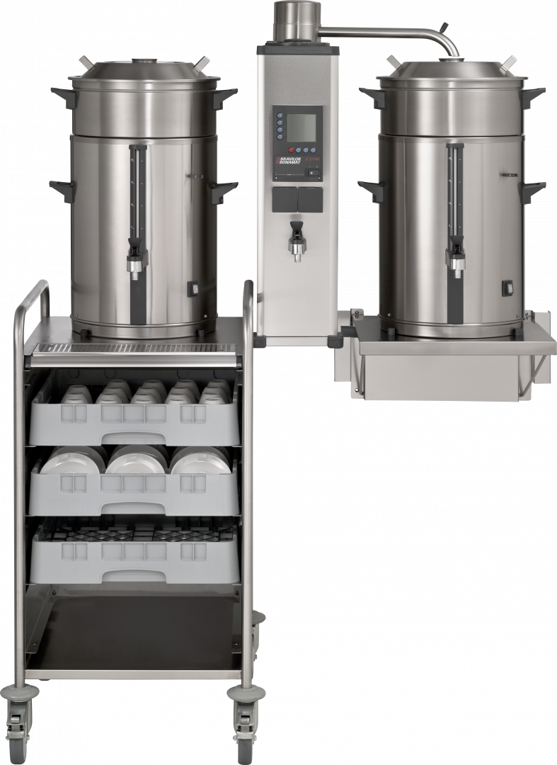 Product angle 1 - B20 HW W: 1 sistema de elaboración y 2 contenedores de 20 litros + cubetas de filtrado + agua caliente